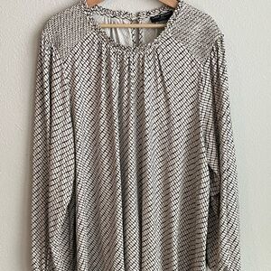 Lane Bryant Black and Cream Relaxed Pleated Blouse